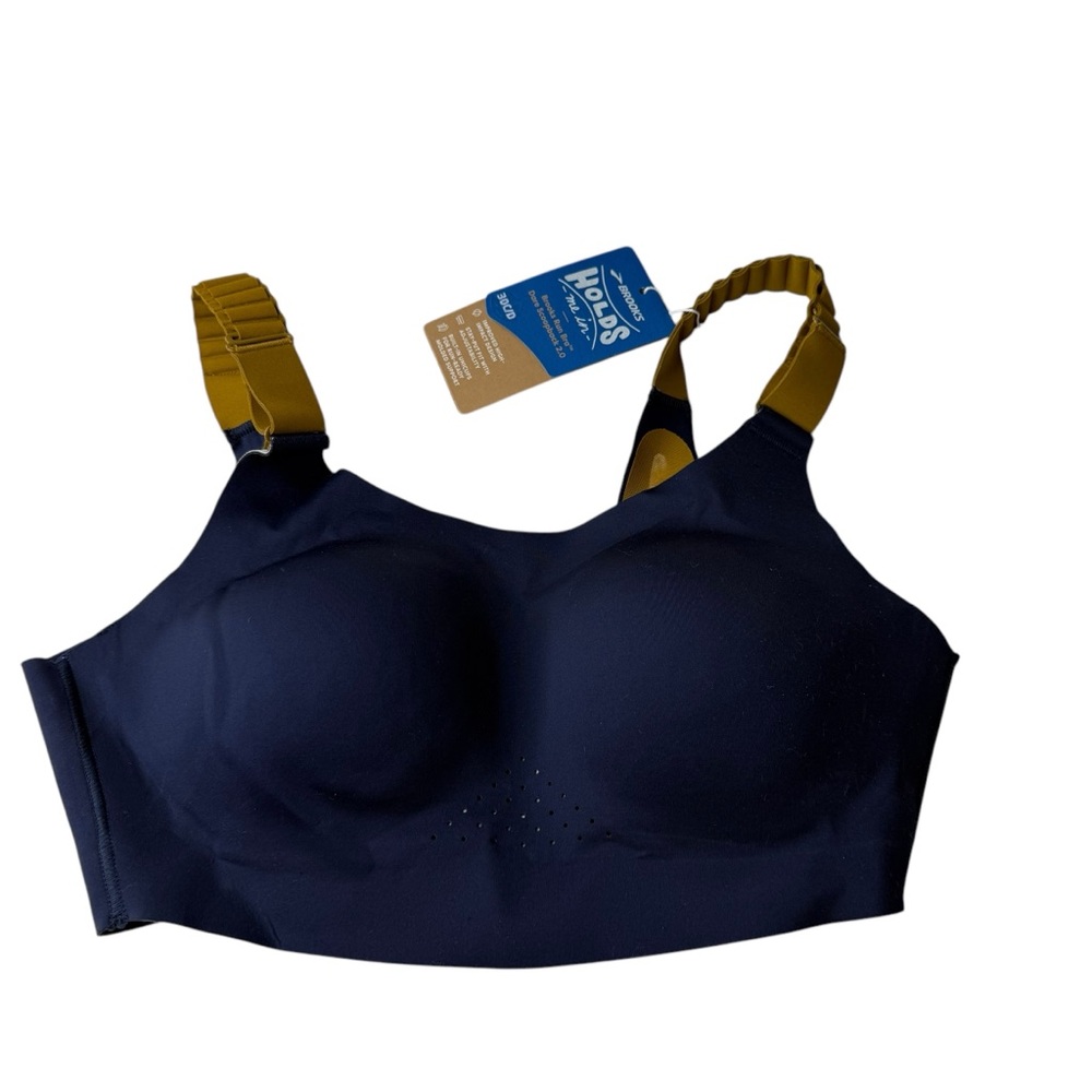 Brooks Sports Bra in Navy and Mustard